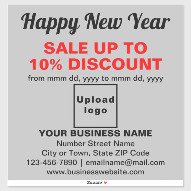 Business New Year Sale on Grey Vinyl Sticker (Sheet)