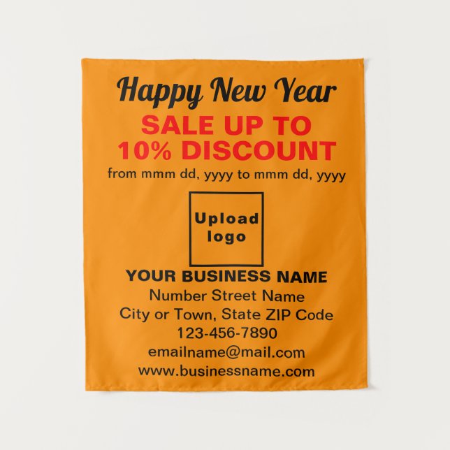Business New Year Sale on Orange Colour Tapestry (Front)