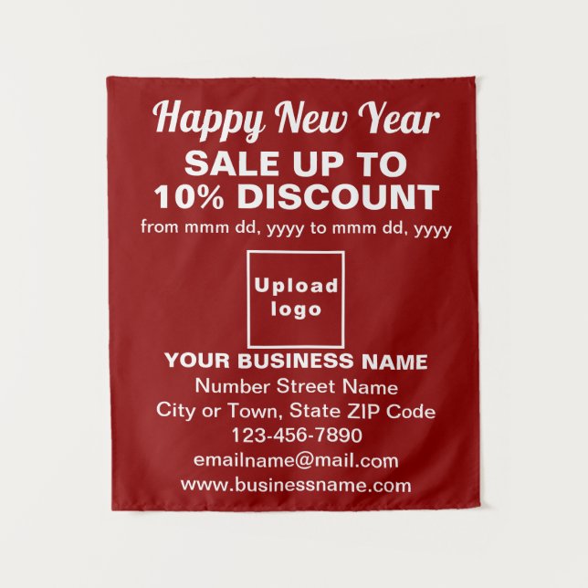 Business New Year Sale on Red Tapestry (Front)