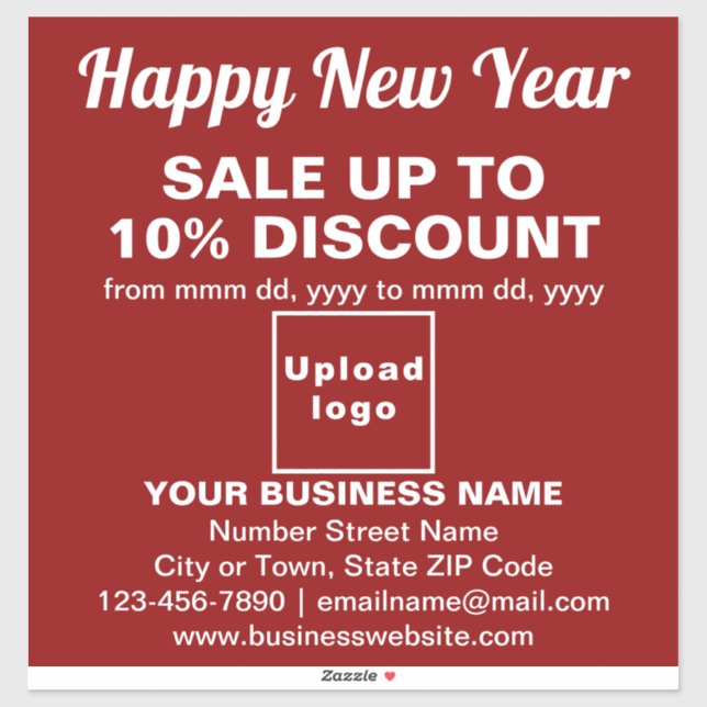 Business New Year Sale on Red Vinyl Sticker (Sheet)