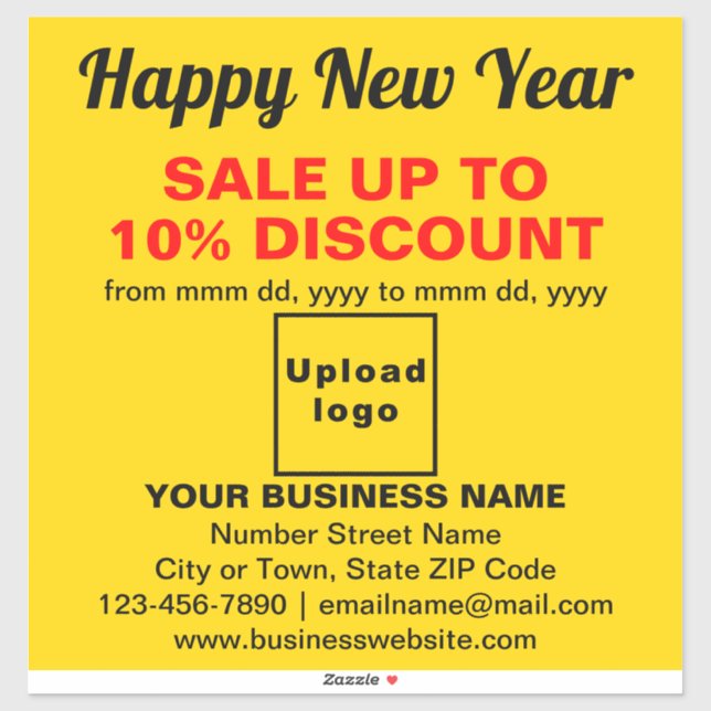 Business New Year Sale on Yellow Vinyl Sticker (Sheet)
