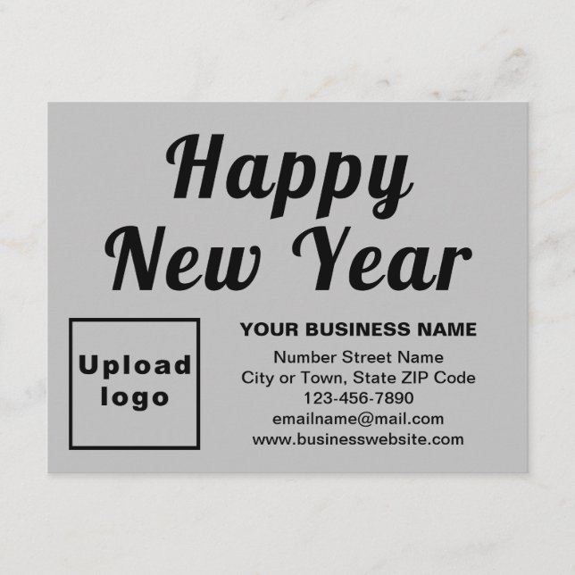 Business New Year Small Grey Flat Holiday Card (Front)