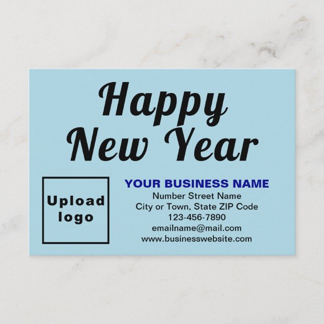 Business New Year Small Light Blue Flat Greeting Card (Front)