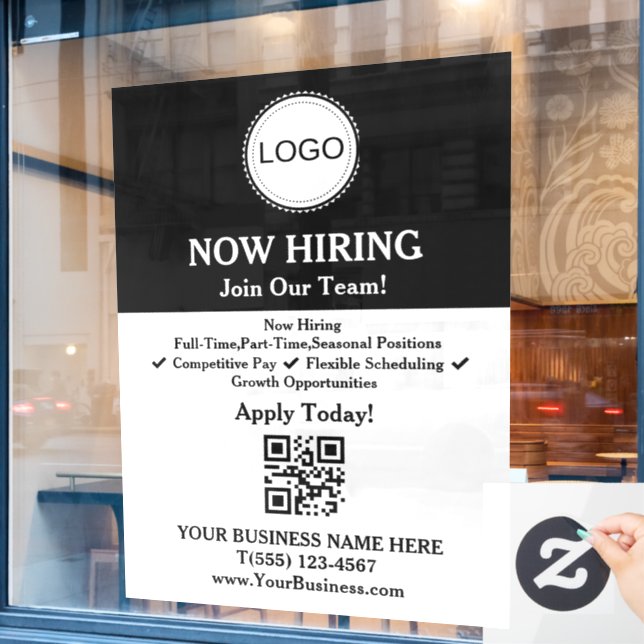 Business Now Hiring  Window Cling (Cafe Window)