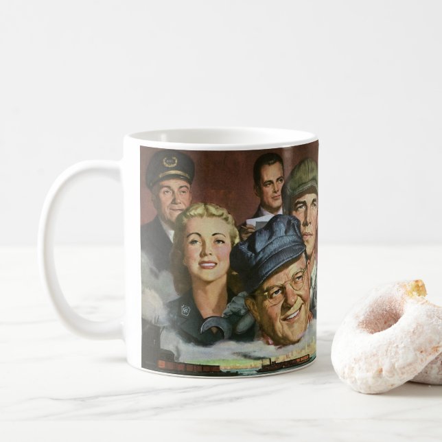 Business Occupations, Vintage Patriotic Patriotism Coffee Mug (With Donut)