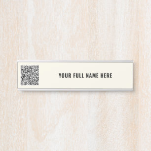 Business Office Door Sign with QR Code and Name
