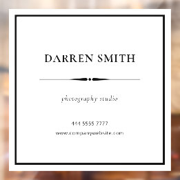 Business Office Name Frame Black on White Window Cling