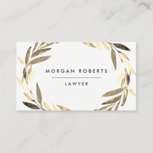 Business Olive Gold Leaf Wreath Professional Business Card