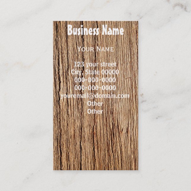 Business on Teak Wood Business Card (Front)