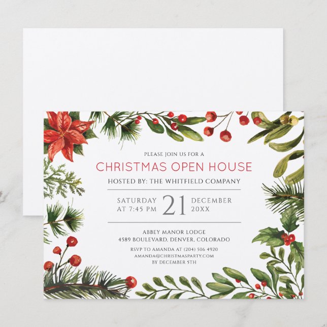 Business Open House Christmas Holiday Invitation (Front/Back)