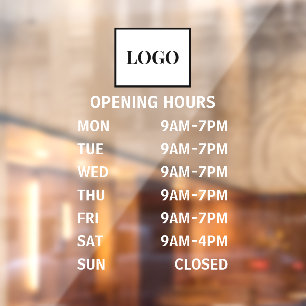 Business Opening Hours Add Logo Custom Window Cling