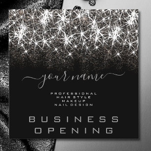 Business Opening Trendy Luminous Glitter Beauty Square Business Card