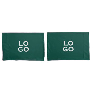 Business or Company Custom Logo on Forest Green Pillowcase
