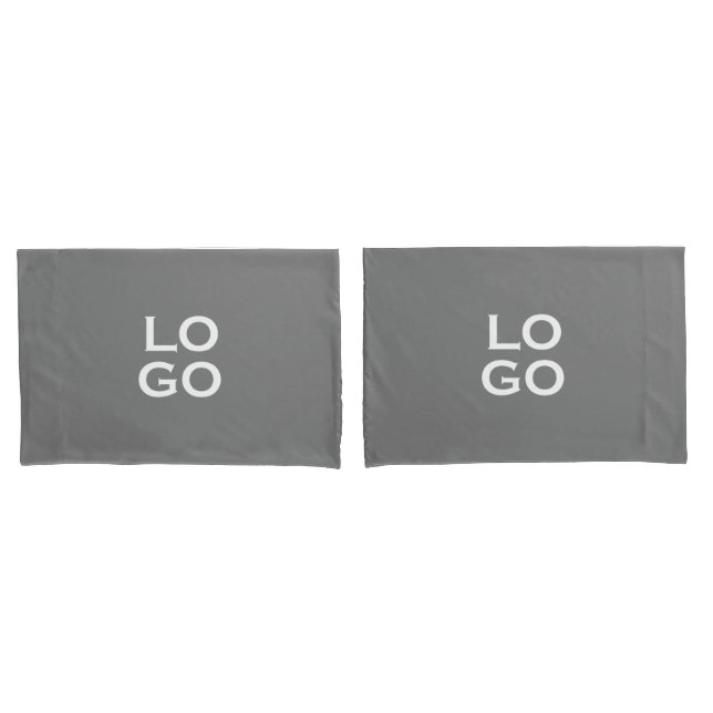 Business or Company Custom Logo on Grey Pillowcase (Front-Set)