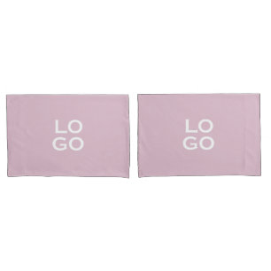 Business or Company Custom Logo on Pink Pillowcase