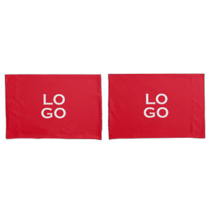Business or Company Custom Logo on Red Pillowcase
