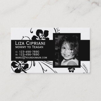 Business or Mummy Card Black Flower Design