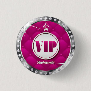 Business or Party Hot Pink Diamond VIP 3 Cm Round Badge