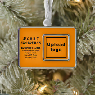 Business Orange Color Framed Rectangle Silver Plated Framed Ornament