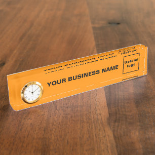 Business Orange Colour Acrylic With Clock Nameplate