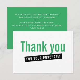 BUSINESS ORDER INSERT modern thank you kelly green Card