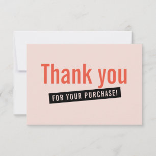 BUSINESS ORDER INSERT modern thank you pink orange Card