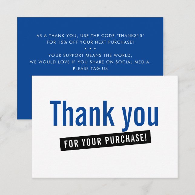 BUSINESS ORDER INSERT modern thank you royal blue (Front/Back)