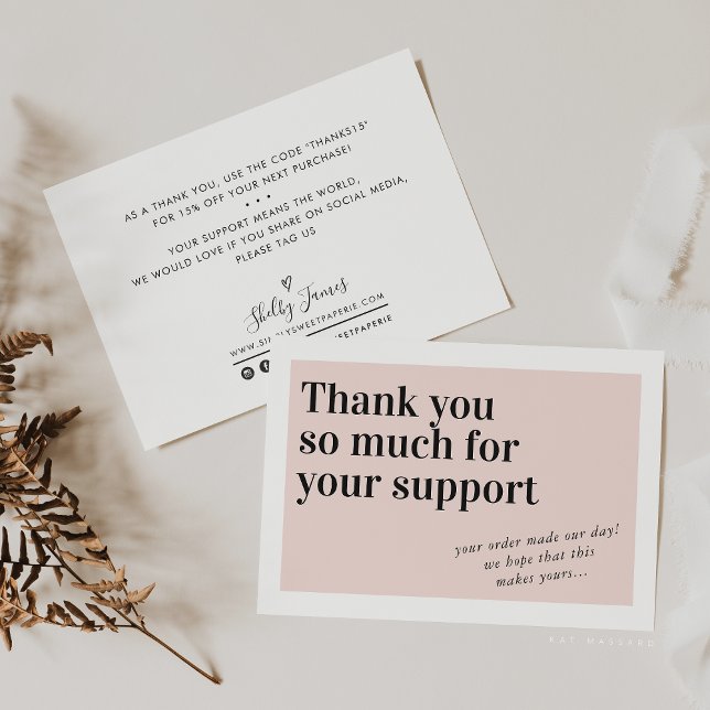 BUSINESS ORDER INSERT trendy thank you blush pink Card (Creator Uploaded)
