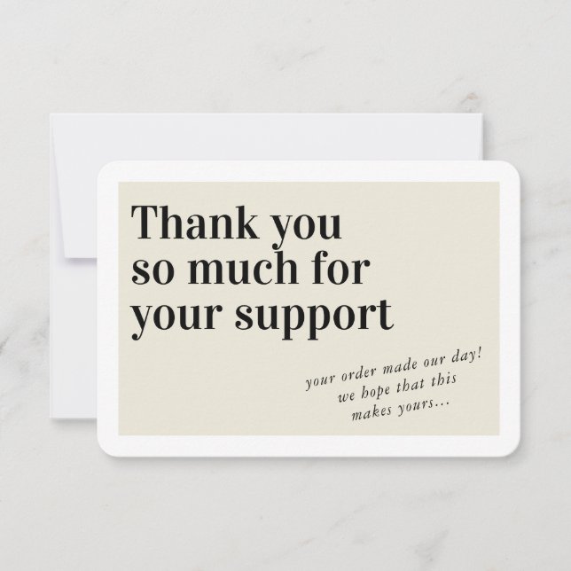 BUSINESS ORDER INSERT trendy thank you ivory cream (Front)