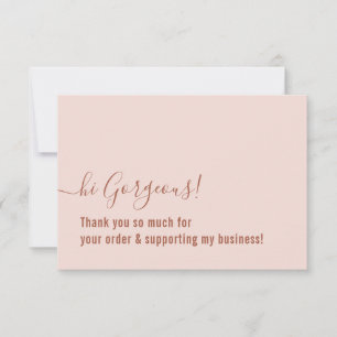 BUSINESS ORDER THANK YOU modern insert pink clay Card