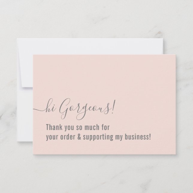 BUSINESS ORDER THANK YOU modern insert pink gray Card (Front)
