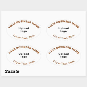 Business Oval Pattern Brown Texts on White Sticker