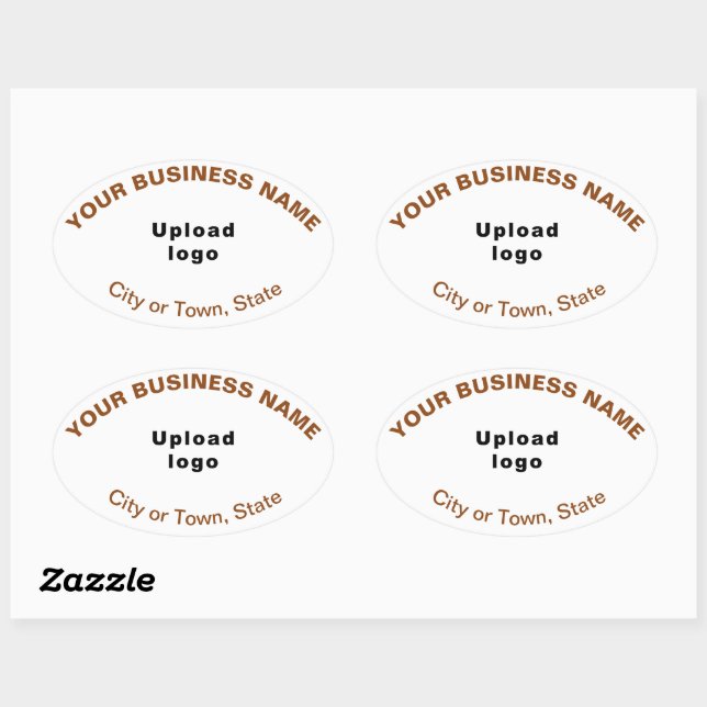 Business Oval Pattern Brown Texts on White Sticker (Sheet)
