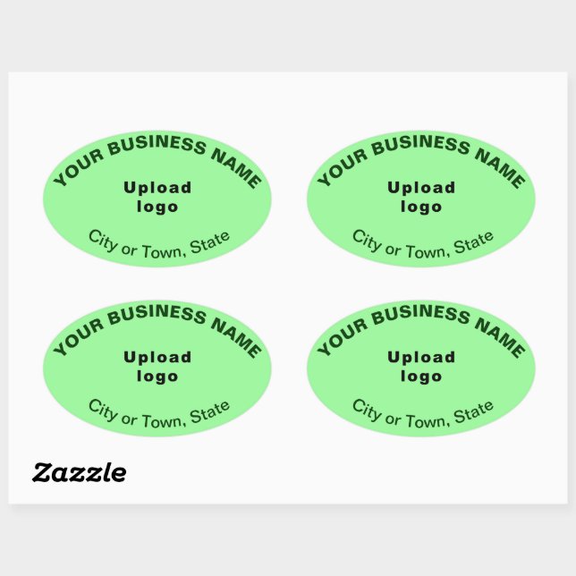 Business Oval Pattern Texts on Light Green Sticker (Sheet)