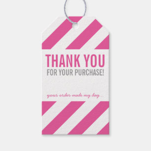 BUSINESS PACKAGING THANK YOU bold stripe pink Gift Tags