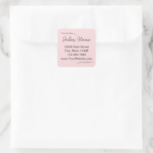 Business Pale Pink & Black Name Handwritten Script Square Sticker
