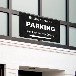 Business Parking Directional with Left Arrow Black Banner