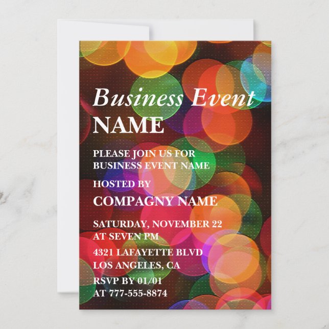 Business party invite Colourful Confetti Sparkle (Front)