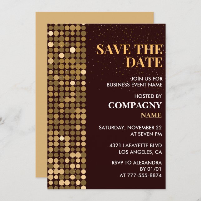 Business party invite Save the date Gold (Front/Back)