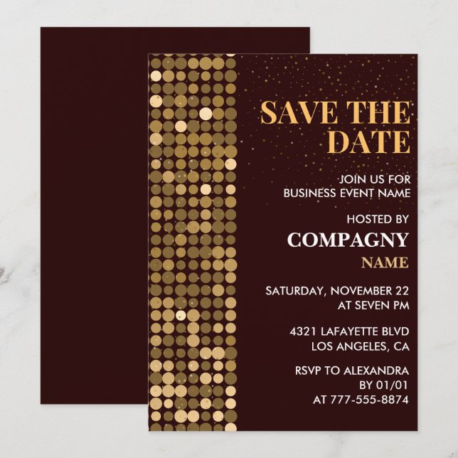 Business party invite Save the date Gold (Front/Back)