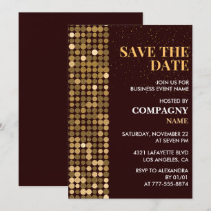 Business party invite Save the date Gold