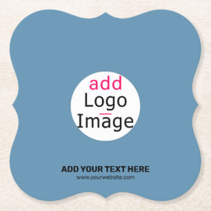Business Party Promo Customisable Dusty Blue  Paper Coaster