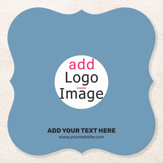 Business Party Promo Customisable Dusty Blue  Paper Coaster (Front)