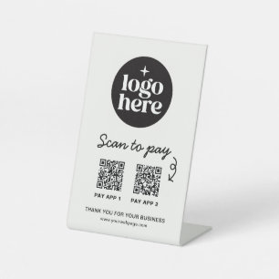 Business Payment Logo QR Code Scan To Pay Pedestal Sign