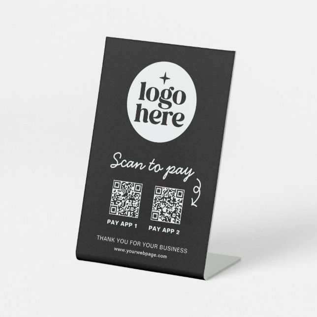 Business Payment Logo QR Code Scan To Pay Pedestal Sign (Front)
