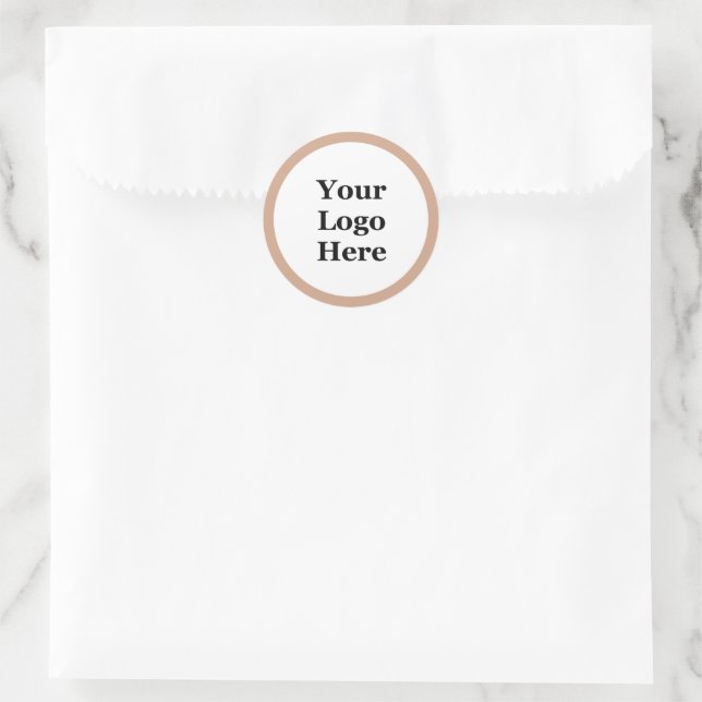 Business Peach and White Your Logo Here Template Classic Round Sticker (Bag)