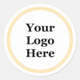 Business Peach and White Your Logo Here Template Classic Round Sticker