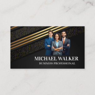 Business People Smiling Black Gold Business Card