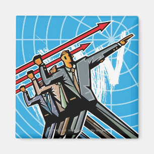 Business people throwing arrow sign magnet