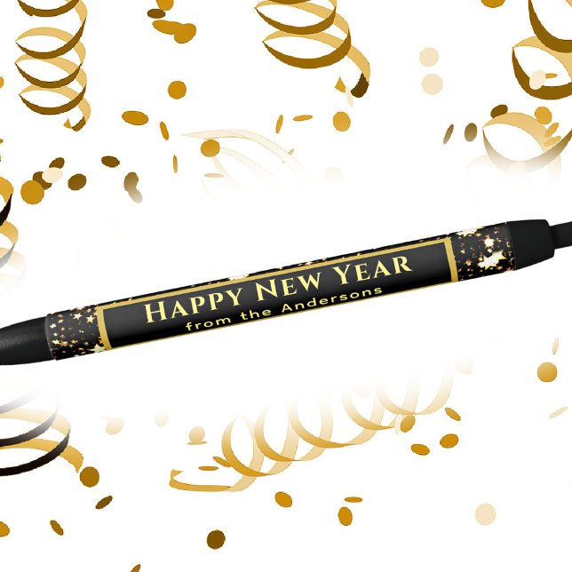 Business Personal | Gold Happy New Year Black Ink Black Ink Pen (Creator Uploaded)